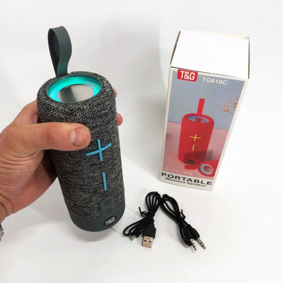 Портативна Bluetooth колонка TG619C FM-радіо USB/TF з ремінцем. UB-457 Колір: сірий | Зображення 5