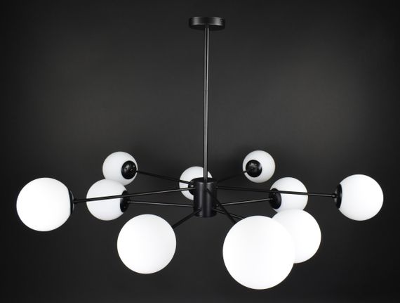 Люстра стельова на 10 лампочок 27783 Чорний 40-70х116х116 см. | Зображення 6