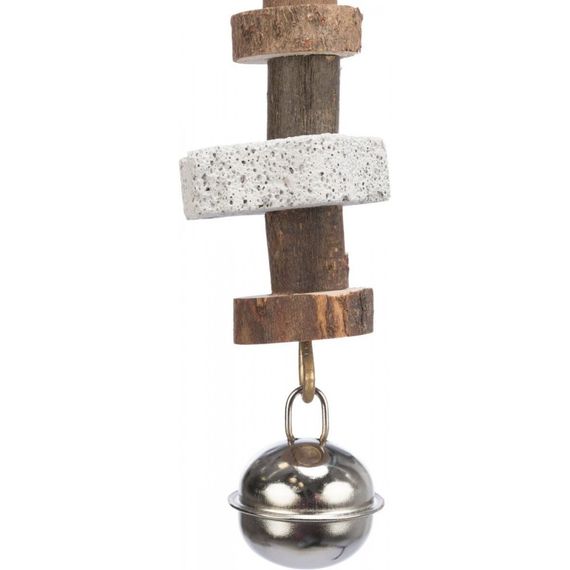 Іграшка Trixie для птахів підвісна з вулканічним каменем і дзвіночком дерево 16 см | Зображення 1