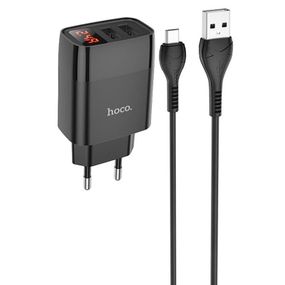 СЗУ Hoco C86A Balance 2.4A (2USB-A) + кабель USB to MicroUSB Черный