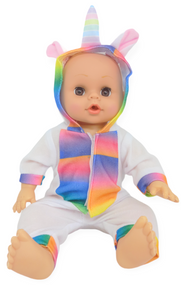 Пупс лялька розмовляє плаче сміється в костюмі одноріг 29.5 см Little baby з пляшечкою