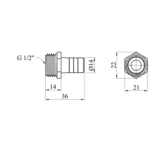 Штуцер Karro 1/2" РЗ, D=14 мм нікельований KR-821 | Зображення 1