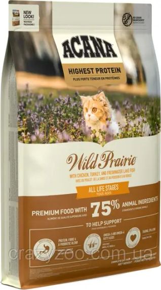 Сухой корм для котят и котов Acana Wild Prairie Cat & Kitten с курицей и рыбой 4.5 кг a71458