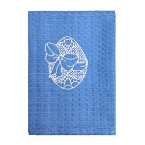 Рушник SoundSleep Happy Easter з вишивкою великодній вафельний 35х70 см блакитний (2800004775540)