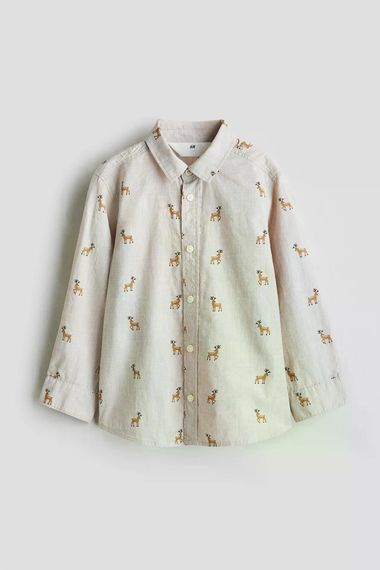 Дитяча новорічна сорочка для хлопчика H&M 140 см Бежева (25111710G)