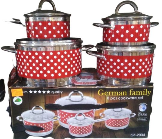 Набір каструль для кухні German Family GF-2034 8 предметів 9-шарове дно червоний (24367-2034_1778) | Зображення 3