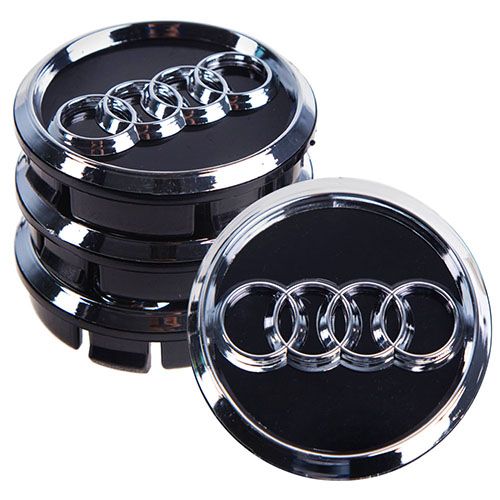 Заглушка колісного диска AUDI 60x55 чорний ABS пластик (4 шт.) 46983