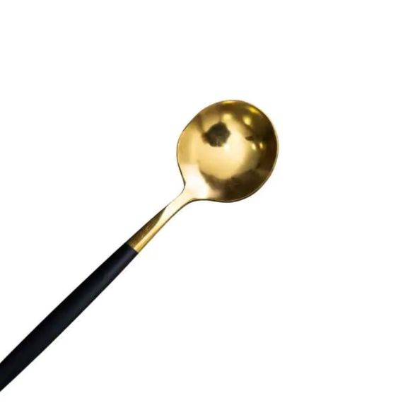 Набір чайних ложок 6 штук чайні ложки з нержавіючої сталі 12.9 см Чорний з золотом HP-20-5 | Зображення 2