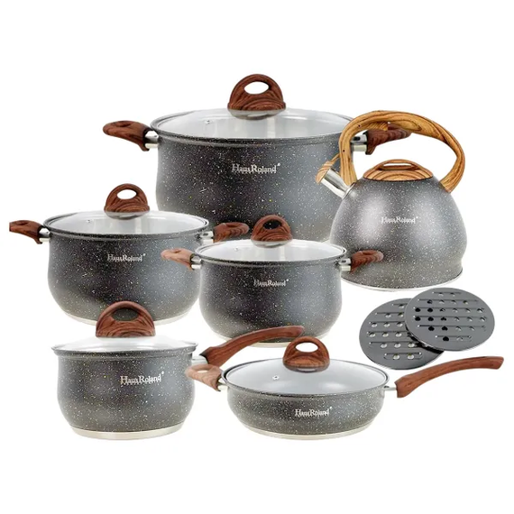Набір посуду Haus Roland преміальний з антипригарним покриттям і чайником HP33530G