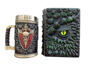 Подарунковий набір Кухоль 3D Крилатий Череп і Блокнот 3D «Око Лісового Дракона»