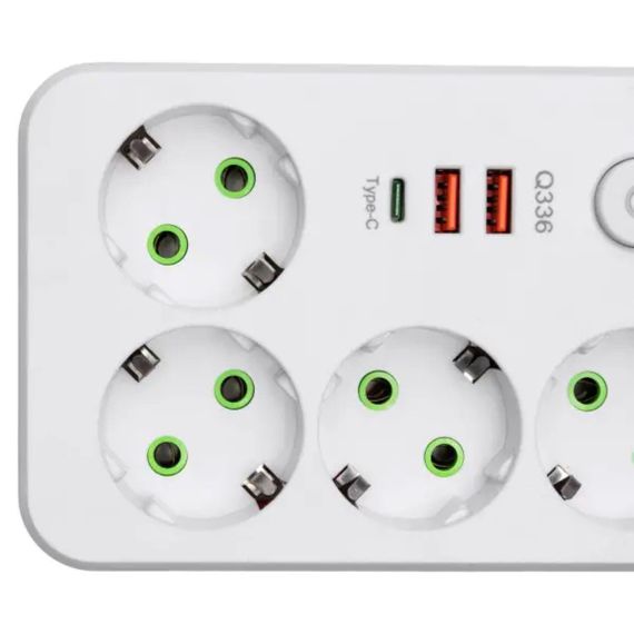 Мережевий фільтр-подовжувач 4 розетки 2xUSB-A 1xUSB-C 5м білий HP-5-47 | Зображення 3