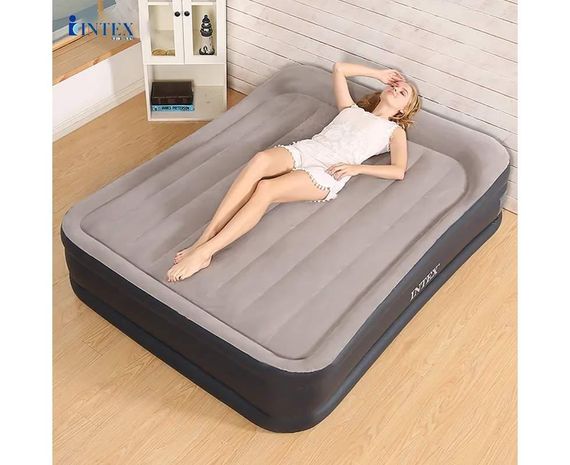 Велюр кровать Intex (64136) 203х152х42 см, с встроенным эл насосом 220 В | Зображення 4