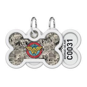 Адресник для животных WAUDOG Smart ID с QR паспортом "Чудо-женщина 2" кость 40х28 мм (0640-1013)