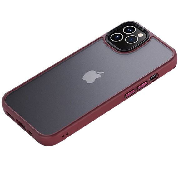 TPU+PC чохол Metal Buttons для Apple iPhone 12 Pro/12 (6.1") TPU+PC, Бордовий