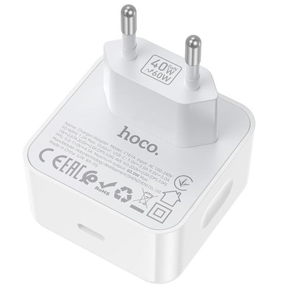 МЗП Hoco C161A Speed PD40W (1USB-C) White | Зображення 2
