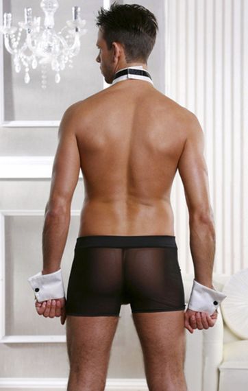 Еротичний чоловічий комплект Waiter колір чорно-білий S/M Sex Aura | Зображення 1