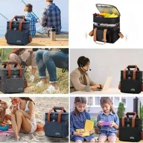 Термосумка з двома відділеннями 26х25х18см Чорна