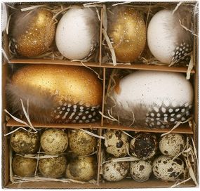 Великодній декоративний набір "Яйця" 18 яєць у коробці 18х18х6см
