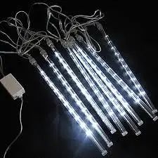 Гірлянда бурульки прозорий шнур 8 шт, 50 см, білі | Зображення 1