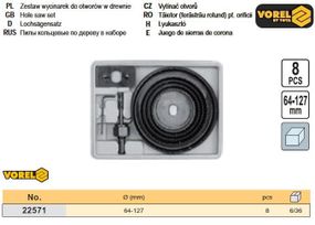Набор пилы кольцевые по дереву Польша Ø=64-127 мм 8 штук VOREL-22571