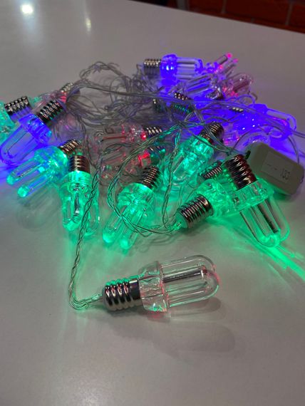 Гірлянда домашня нитка 4м 20 лампочок RGB лампочка люмінісцентна