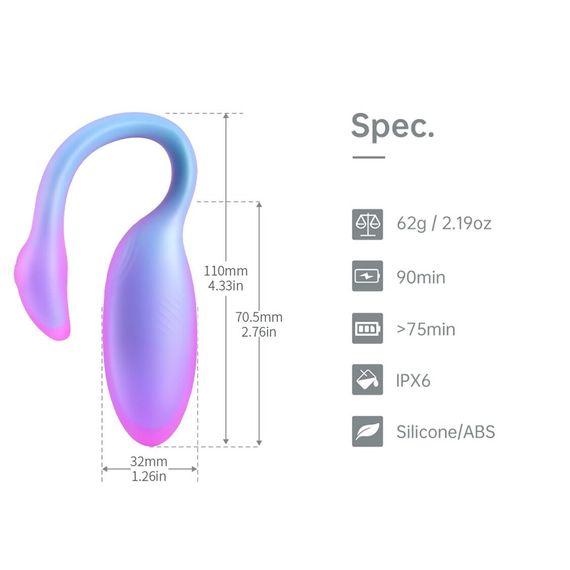 Смарт-виброяйцо Magic Motion Flamingo Max Blue 2 в 1: виброяйцо и тренажер Кегеля, 10 режимов | Зображення 3