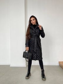 Пальто жіноче стьобане Milania Розмір XL (48-50)  XS-S (42-44), M-L (44-46) Чорний
