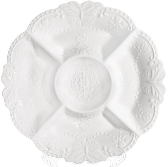 Страви-мєнажниці фарфорові набір 2 штуки White Lace D=27см 5 секцій