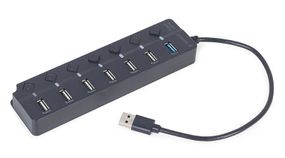 Хаб Gembird на 7 портiв (6хUSB2.0+1хUSB3.0) UHB-U3P1U2P6P-01, пластик, чорний