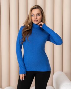 Женская теплая водолазка-гольф полушерсть на термо флисе цвет ярко-синий размер 42/44 DM09.09