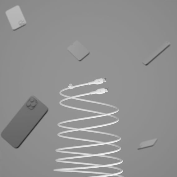 Кабель Belkin USB-С - USB-C силіконовий, з кліпсою, 2м, білий (CAB009BT2MWH) | Зображення 5