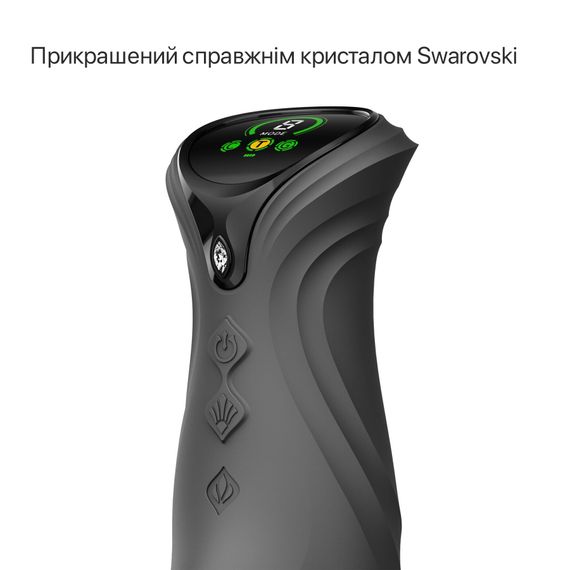 Смарт пульсатор-кролик з вібрацією Zalo Mose 2 Obsidian Black, підігрів до 42 °C, кристал Swarovski | Зображення 2