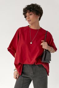 Однотонна вільна футболка з рукавами-реглан - червоний цвет, ONE SIZE (є розміри)