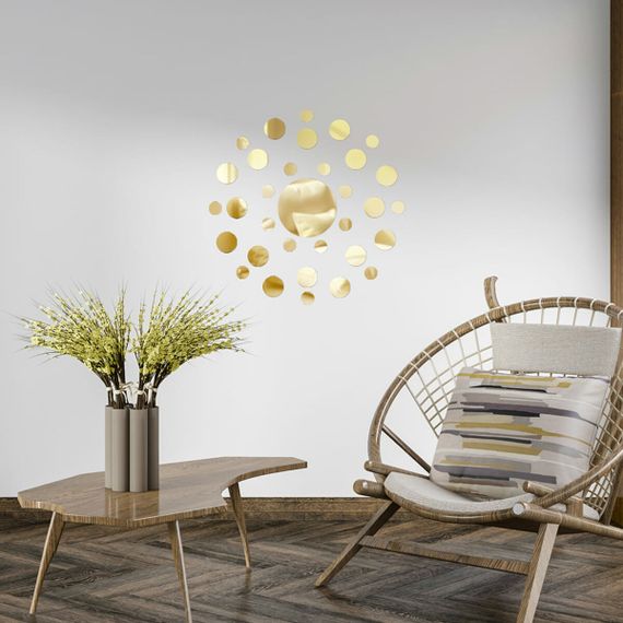 Дзеркальний декор акриловий самоклеючий золото,33шт (D) SW-00002499 | Зображення 5