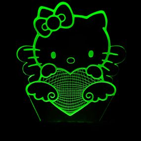 Акриловый светильник-ночник Хелоу Китти зеленый tty-n000941