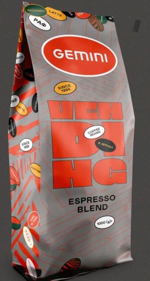 Кофе в зернах Gemini Espresso Vending 1кг крепкий Натуральный зерновой кофе для кофемашин Джемини | Зображення 2