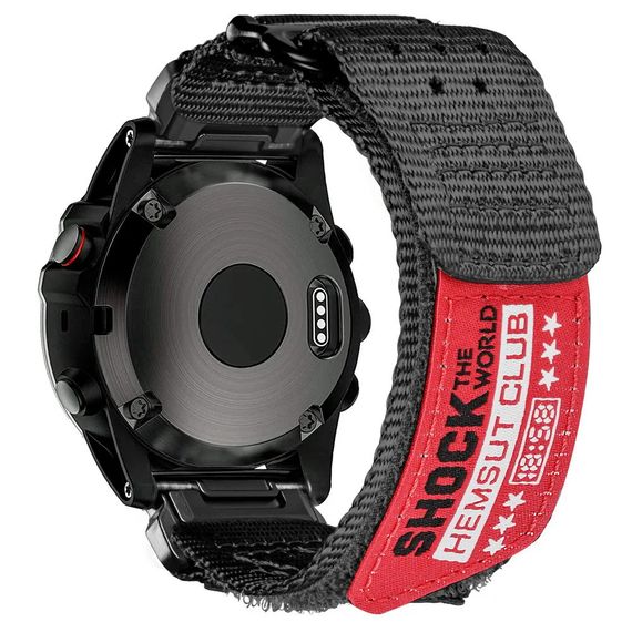 Ремінець для годинника Hemsut HGA142 Shock the world Garmin Black 22 mm | Зображення 1