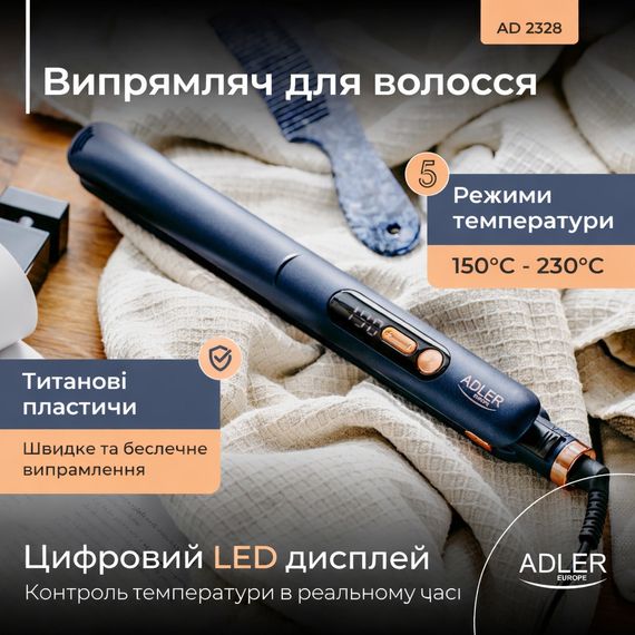 Випрямляч для волосся Adler AD 2328, титанові пластини, 150–230 °C | Зображення 7