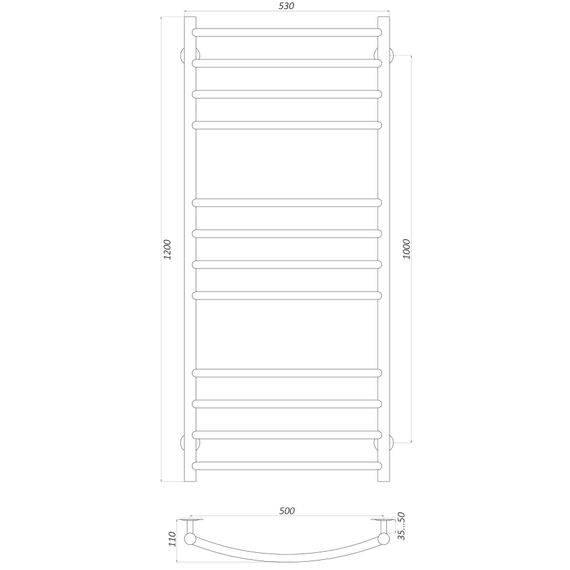 Рушникосушарка UNIO LDE EL 1200-500-12 Драбинка Дуга Еліт (21433) | Зображення 1