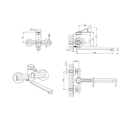 Змішувач для ванни Mixxus Lord 006 Euro Graphite (MI7142) | Зображення 1