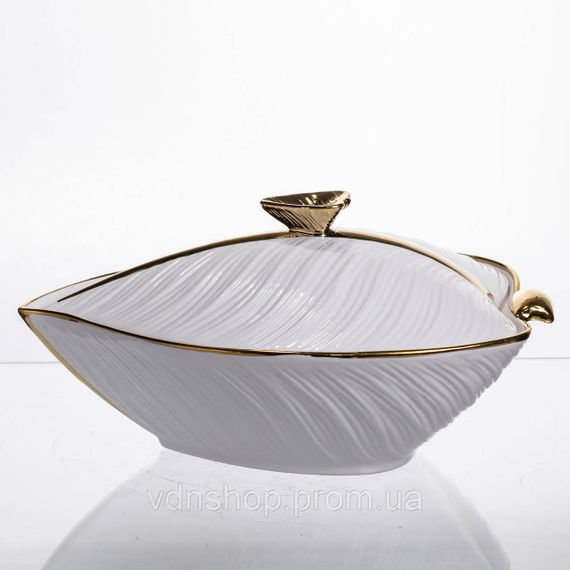 Супниця 800 (мл) каструля 26×18×14 (см) з кришкою Білий з золотом | Зображення 4