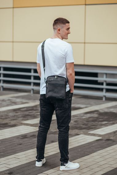 Мужская кожаная сумка Tiding Bag 412072 Черная | Зображення 3