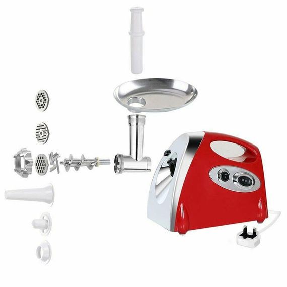 М'ясорубка електрична із соковижималкою Domotec MS-2019 2400W. Колір: червоний | Зображення 2