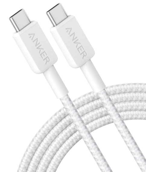Кабель Anker 322 USB-C to USB-C - 0.9m Nylon White | Зображення 1