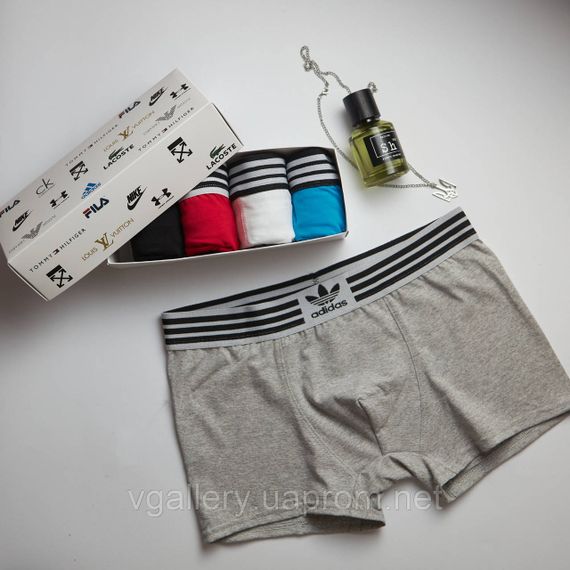 Чоловічий комплект трусів Adidas, подарунковий набір чоловічих трусів Адідас у коробці на 3 штук, набір трусів Адідас | Зображення 4