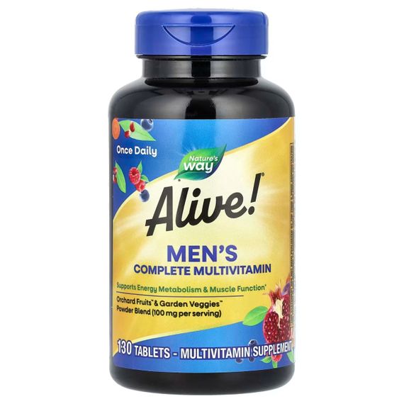 Мультивітаміни для чоловіків, Alive!&reg; Men's Complete Multivitamin, Nature's Way, повний комплекс, 130 таблеток