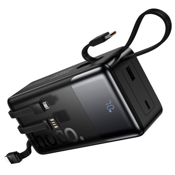 Портативное ЗУ Power Bank Hoco J156B Founder 22.5W+PD20W with four cables 30000 mAh Black | Зображення 5
