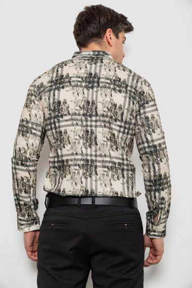 Рубашка мужская с принтом, цвет оливковый, 214R1038 | Зображення 3