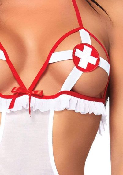 Рольовий костюм зухвалої медсестри Leg Avenue Roleplay Naughty Nurse One Size Біло-червоний | Зображення 4