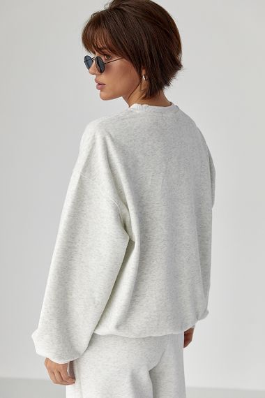 Утеплений світшот із написами - світло-сірий цвет, ONE SIZE (є розміри) | Зображення 1